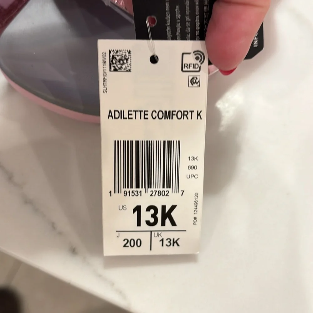Brand new adidas girls Adilette comfort k sparkly pink slides size 13k